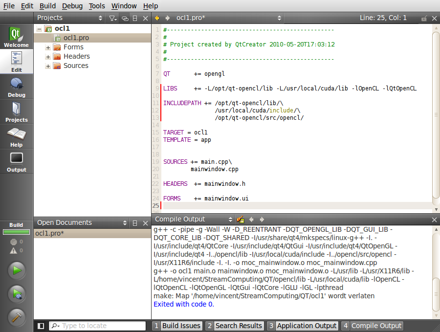 <!--:en-->Schermafdruk-ocl1.pro - ocl1 - Qt Creator<!--:-->